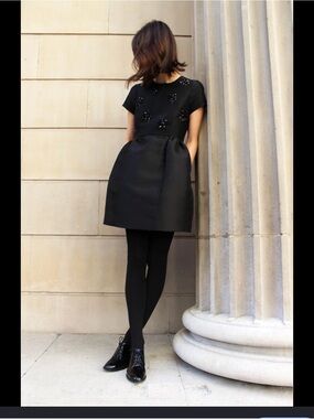kate spade Black Short-Sleeve Beaded Mini Dress